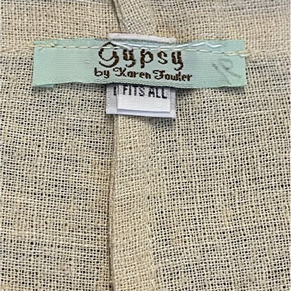 Gypsy By Karen Fowler Beige 100% Linen Drawstring Waist Ankle Pants OS Lagenlook - Picture 9 of 11